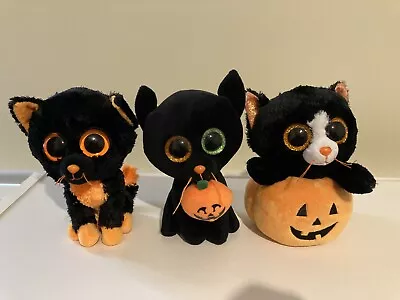 Ty Beanie Boo Set X3 Halloween Cat Cats Boos Like New • $69