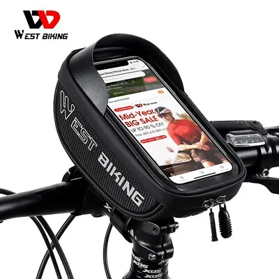 WEST BIKING Bicycle Handlebar Bag Touch Screen 6.7 In Phone Waterproof Bike Bag • $12.58