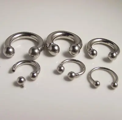 Large Gauge Circular Barbell Horseshoe Bar Lip Nose Septum Ear Ring 1.6mm-10mm • $7.29