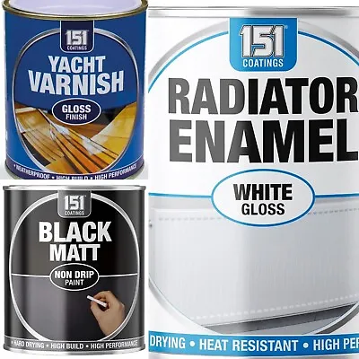 151 300ml  Paint/Yacht Varnish/ Matt Black/ Radiator Enamel/ White/ Black Gloss • £7.99