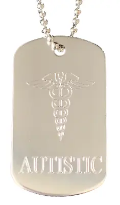 Personalised Autistic SOS Medical Alert ID Silver Tag ENGRAVED FREE • £5.99