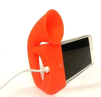 ORANGE Portable Silicon Horn Amplifier Loud Speaker Desk Stand Apple IPhone 5 5S • £9.99