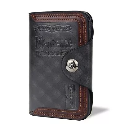 Men Retro Leather Vertical Section ID Credit Card Holder Wallet Billfold Purse • $8.99