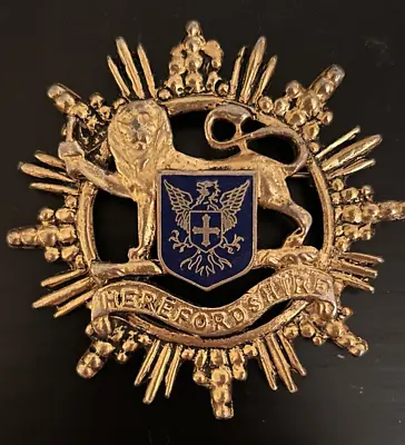 Vintage Lion Sword Herefordshire England Emblem Crest Brooch Pin Enamel Eagle • $14.95