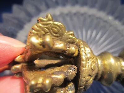 3 3/4   Tibetan Buddhist Brass Dragon Head 9 Pronged Vajra/Dorje From Nepal • $24.95