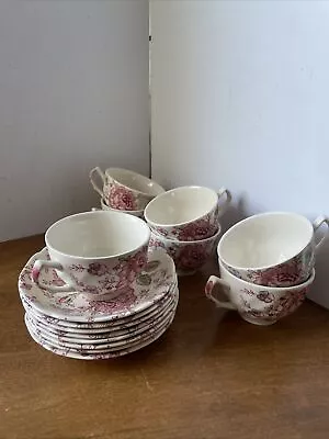 Johnson Brothers Rose Chintz China 15p Cup And Saucer England 1883 On The Bottom • $45.63