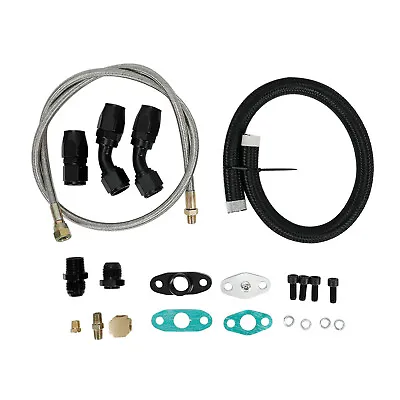 Turbo Charger Oil Drain Return & Feed Line T3 T4 T04E T60 T61 T70 Complete Kit • $28.79