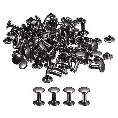 100 Sets Leather Rivets 9mm Double Cap Rivets 12mm Height Gun-black • $18.90