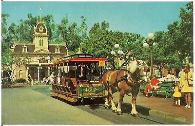 Horse-Drawn Streetcar On Main Street In Disneyland Postcard Amusement Park • $4.95