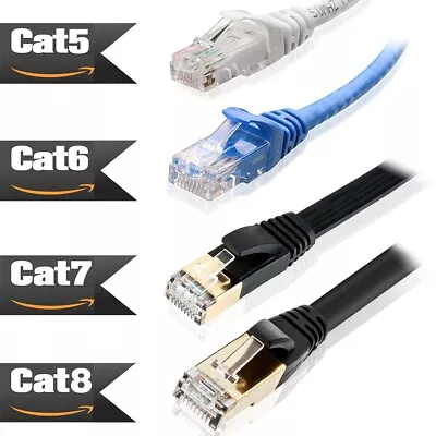 30M Network Lan CAT8/7/6 RJ45 Cord Ethernet Flat Shielded Cable Patch Lead LOT • $62.99