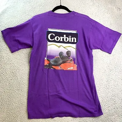 90s Vintage Corbin T-Shirt Mens M Car Seat Motorcycle Purple Wizard Cafe VTG Y2K • $23.23