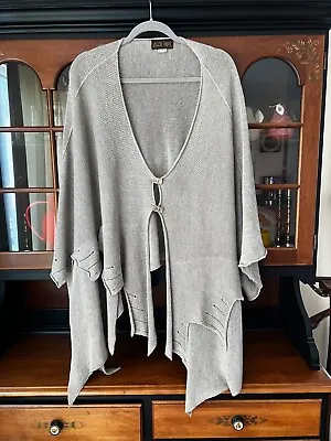 ZUZA BART Draped Lagenlook  Asymmetrical Linen Cardigan Generous Medium • £51.08