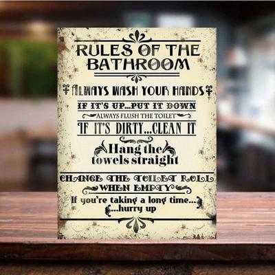 £5.09 • Buy Funny Toilet Rules Metal Sign Man Cave Pub Bar Vintage Plaque Beer Bathroom Tiki