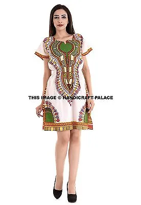 Womens Traditional African Print Dashiki Hippe Gypsy Party Mini Dress Indian XL • $20.89