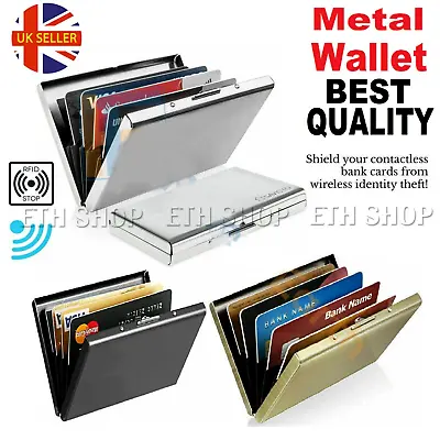 £3.59 • Buy RFID Blocking Credit Card Holders Aluminum Protector Metal Wallet Thin Case Box.