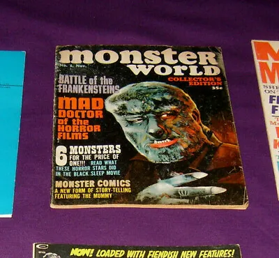 Monster World  Vol. 1 No. 1 (Nov. 1964 Warren) Frankenstein Mad Doctor - VG • $14.77