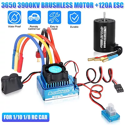 3650 3900KV Waterproof Brushless Motor+120A ESC Combo Set For 1/10 RC Car Truck • $34.98