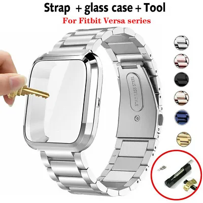 Stainless Steel Watch Band Wrist Strap + Case Cover For Fitbit Versa 2  3 Sense • $14.24