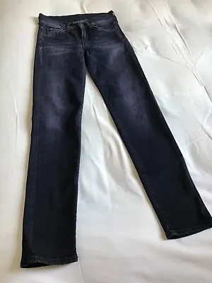 RRP£245 BNWT LADIES DARK BLUE 7 For All MANKIND GWENEVERE SUPER SKINNY JEANS 24 • £60