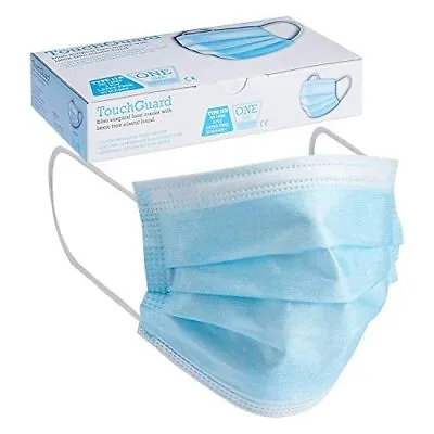 TouchGuard 3 Ply Type IIR Disposable Earloop Face Masks Dust Protection Breatha • £7.50