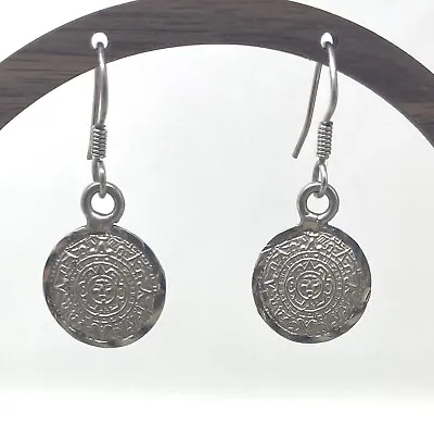 Taxco Mexico Sterling Silver Aztec Dangle Earrings Signed • $29.99