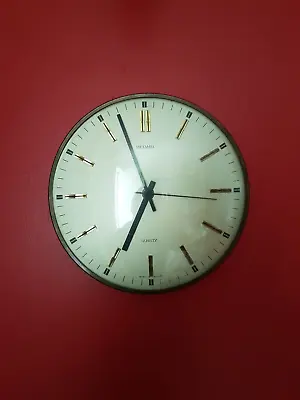 £20 • Buy Vintage Mid Century Metamec Brass Glass Quartz Wall Clock