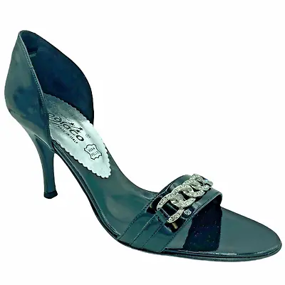 £24.99 • Buy Zodiaco Ladies Black Patent Open Toe Stiletto Diamante Shoes Heels Size 7 41 NEW