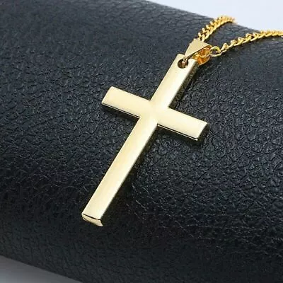 Mens Women Chain Necklace  Cross Stainless Steel Pendant Crucifix Goth Jesus UK • £6.49