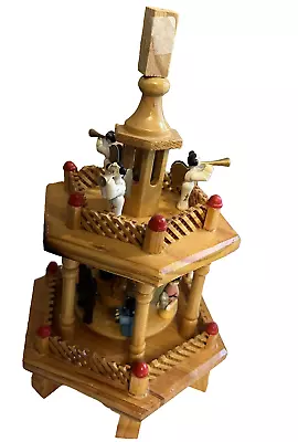 Vintage Smaller Weihnachts Pyramide 2-Tier Christmas Nativity Pyramid Carousel  • $50