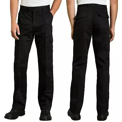 Mens Cargo Combat Work Trousers Chino Pants Size 28 To 46 - Black Or Navy • £9.99