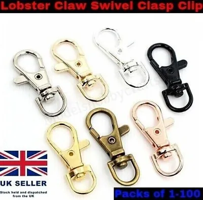 37mm Lobster Claw Swivel Clasp Clips Bag Key Ring Hook Findings Keychain Lanyard • £4.49