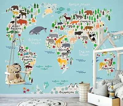 £155.99 • Buy 3D Indian Ocean B445 World Map Wallpaper Wall Mural Removable Self-adhesive  Amy
