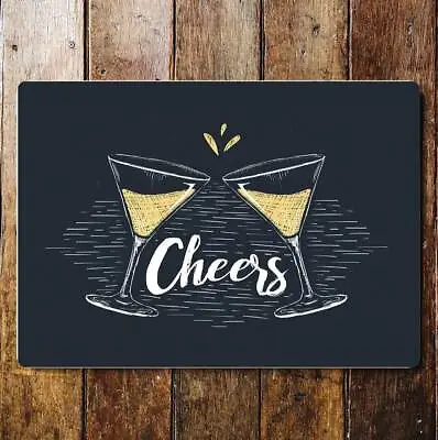 Cocktail  Bar Cheers Art Metal Sign Plaque • £4.99