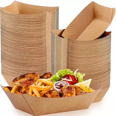 300 Pack Nacho Hot Dog Trays Disposable Kraft Paper Food Tray Food Serving Boat • $53.55