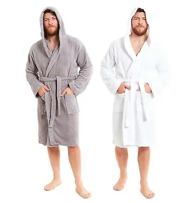 Mens Bamboo Hooded Dressing Gown Towelling Robe Bath Robes Soft Gowns • £9.95
