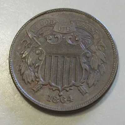High Grade 1864 2 Cent Piece Civil War Era Very Pleasing • $22.38