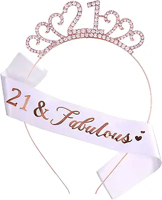 21St Birthday Sash And Crystal Tiara Birthday Crown 21St Birthday Gifts For Her • £9.61
