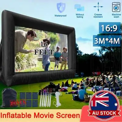 $115.95 • Buy 16:9 Inflatable Movie Screen 4x 3m Outdoor Projector Screen Canvas Home Theater
