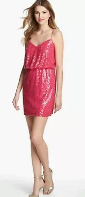 Aidan By Aidan Mattox Pink Sparkle Dress Size 0 Blouson Sequin • $36.99