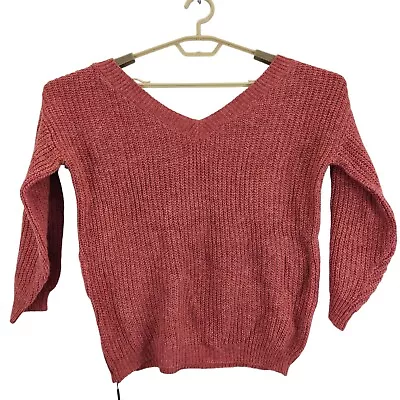 Zaful Forever Young Womens Jumper Red Wine V-neck Knit Size Large  New Free Post • £18.95