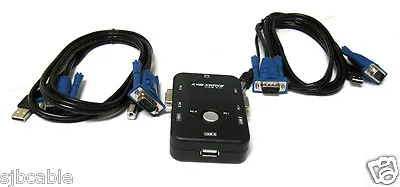 2-PORT KVM SWITCH  + 2x SET 3-IN-1 USB KVM CABLES FOR PC • $15.99