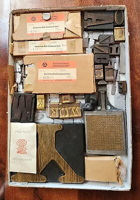 14 Lb Lot Mixed Vintage Metal & Wood Letterpress Printing Blocks & Type New/old • $175
