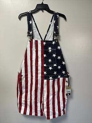 Chubbies The Chubberalls America Flag Denim Overall Shorts XL • $49.48