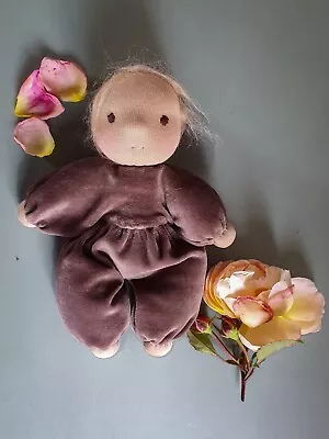 Mauve Waldorf Cuddle Velvet Baby Doll All Natural Materials Handmade  • £85