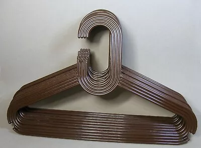 8 Brown 70's Ribbed Plastic Hangers Karhumuovi Finland Maija Ruoslahti Design • $80