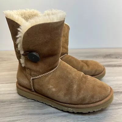 Ugg Bailey Button Womens Size 8 Brown Casual Outdoor Sheepskin Boots 5803 • $31.42