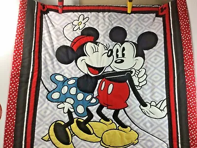 NEW Mickey & Minnie Mouse Quilt 45x35 Handmade By Judy Hand Stitched VERY NICE! • $39.88