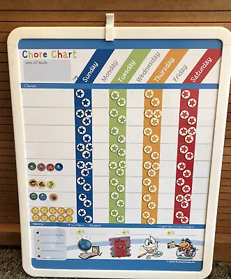 2008 Magnetic Dry Eraser CHORE CHART Board & 92 Magnets -The Board Dudes 11x14 • $3.99