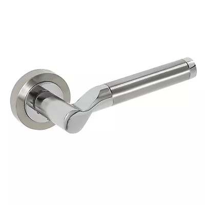 Modern Door Handles On Rose In Duo Chrome On Aluminium • £10.95