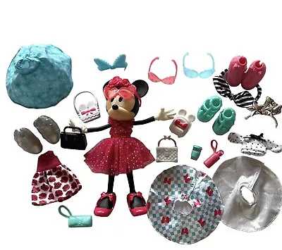 Jakks Pacific Disney Minnie Mouse Fashion Doll And Accessories 29 Pc Lot Posable • $35.99